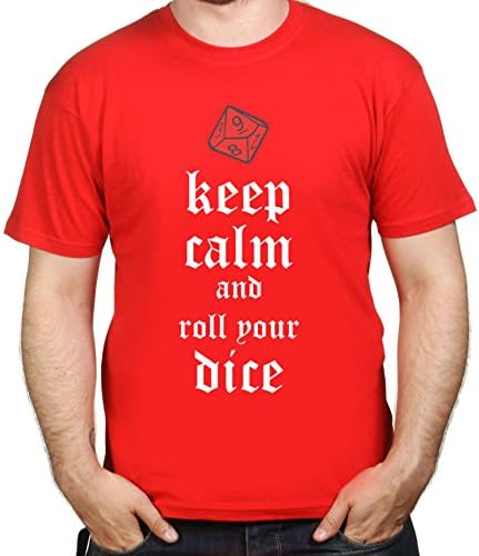 CeePeeTee Mens Keep Calm and Roll The Dice Gaming T-shirt L Red