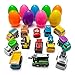 YIHONG Set of 17 Prefilled Easter Eggs with Toy Cars, 3 inch Colorful Plastic Easter Surprise Eggs Filled with Pull Back Construction Vehicles