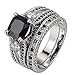 FENDINA Womens Luxurious 18K White Gold Plated Wedding Engagement Rings Princess Cut 2.5ct Created Black Diamond Solitaire Anniversary Promise Rings Set, 8