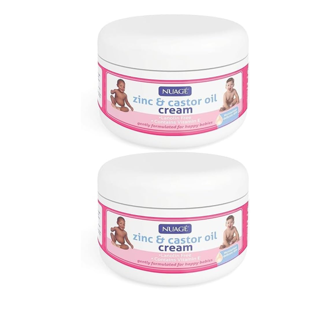 2 Pack Zinc and Castor Oil Nappy Cream 200ml x 2 for Nappy Rash, Suitable For Newborn Calms Irritation, Redness, Soothes Protects Baby's Bottom Bundled By Omoge Hair Ltd