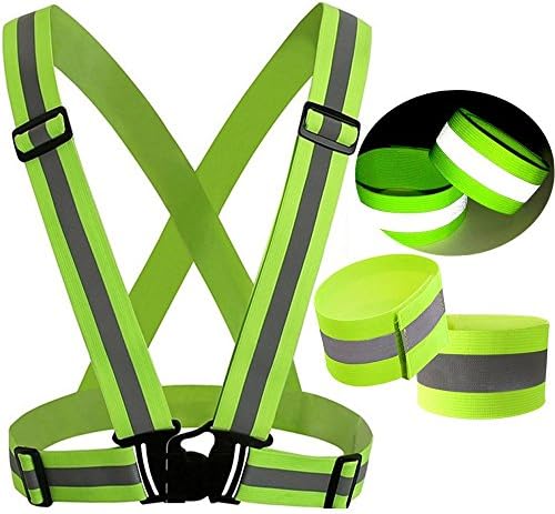 Reflective Vest Safety Gear- Ankle Strap- High Visibility of up to 700 Feet All Day and Night - Elastic, Lightweight, Adjustable - for Highway Emergencies, Running at Night, Cycling