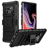 MoKo Samsung Galaxy Note 9 Case, Shock Absorbing Hard Cover Ultra Protective Heavy Duty Case with Holster Belt Clip + Built-in Kickstand Fit with Samsung Galaxy Note 9 (2018) 6.4 Inch - Black