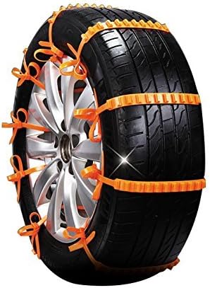 10 PCS Snow Tire Chain, Portable Anti-Skid Chains Car Security Chains Snow Tire Chains for TPU Vans and Light Trucks Universal Fit(Snow Shovel + Gloves)