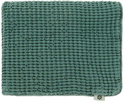 Linen & Cotton Cushion Cover Pillow Case Enzo with Invisible Zipper -48% Linen, 52% Cotton, Emerald Green (40 x 60 cm) Decorative Rectangular Waffle Pillowcase for Sofa Bed Bedroom Living Room Home