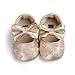 Itaar Baby Girl Moccasins Bow PU Leather Heart Embroidered Soft Soled Shoes for Infants Toddlers, Gold, 6-12 Months