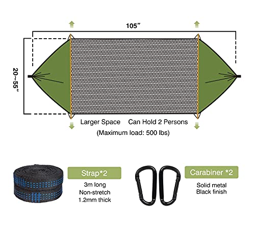 Decorlife-Portable-Camping-Hammock-with-Removable-Mosquito-Net-Sturdy-Nylon-Windproof-Travel-Hammock-for-Camping-Single-Double-Camp-Hammock-with-Heavy-Duty-Straps-and-Carabiners-Green