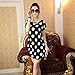 Franterd Women Mini Dress Short Sleeves Loose Blouse Print T Shirt skirts (Black)