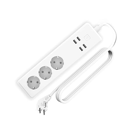 Wifi-Steckdosenleiste, meross intelligente Steckdose wifi Steckdose Wlan Mehrfachsteckdose mit Überspannungsschutz mit 4 AC-A