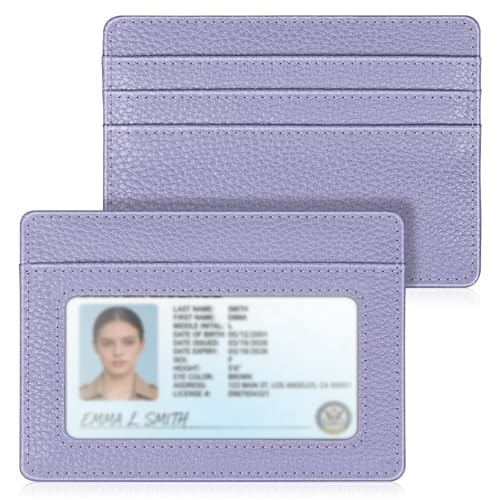 FINTIE Slim Minimalist Front Pocket Wallet, RFID Blocking Credit Card Holder Card Cases with ID Window for Men Women (Lilac Purple)