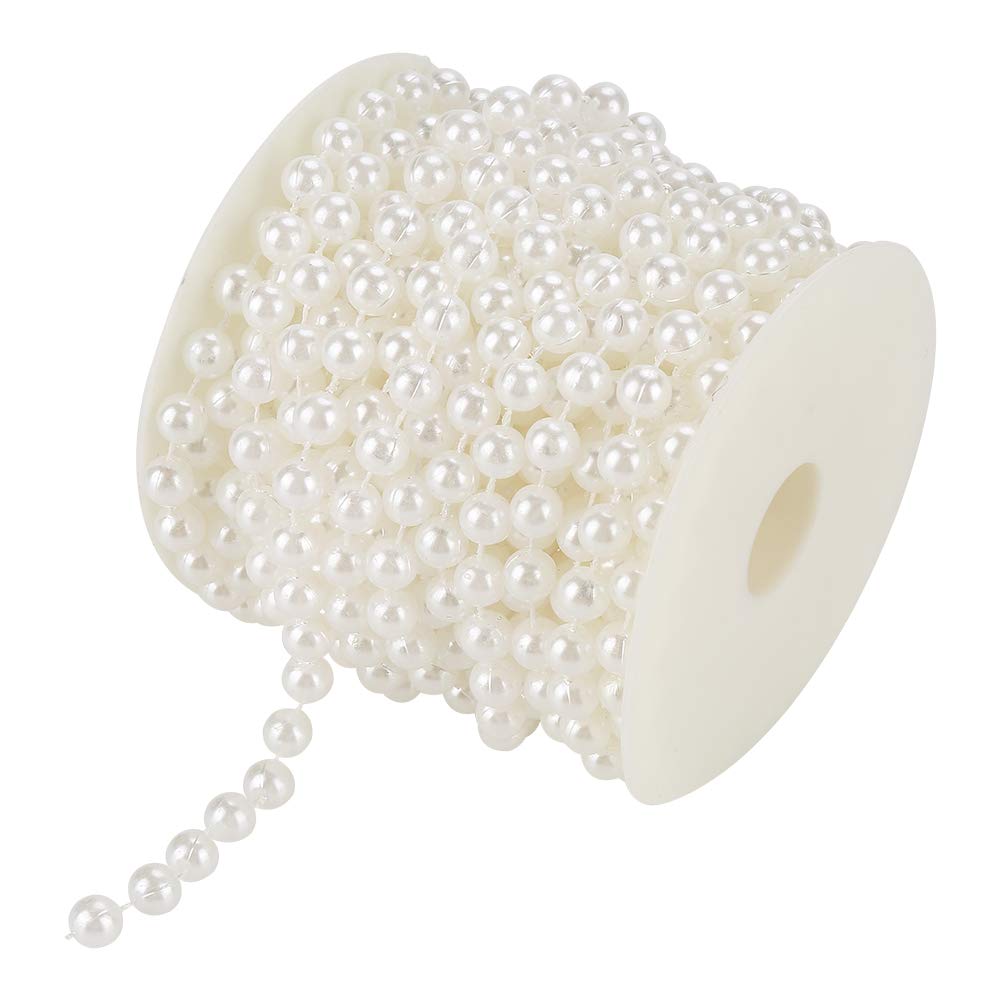 Pearl Bead Garland Chain, 8mm, 32.8ft White Christmas Wedding Centerpiece Decoration, Handcraft Material