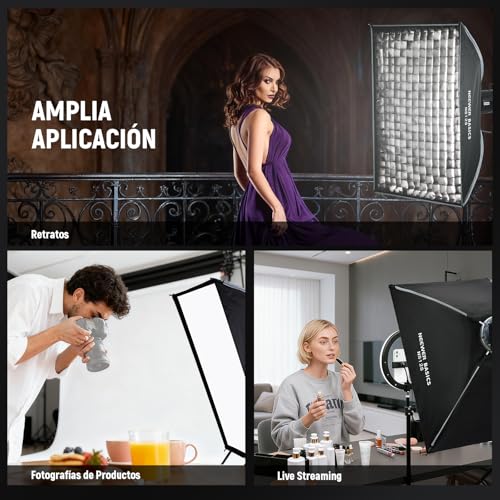NEEWER BASICS Rectangular Softbox Kit, 24"x35" Quick Release Bowens Mount Strip Soft Box Light Diffuser Compatible with Godox Compatible with Aputure Studio Photography Video Recording Lighting, NS12S