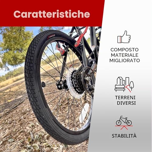 Fincci Set 2 Copertoni 20 x 1.75 Pollici (47-406) e 2 Camere d’Aria Schrader – Kit Completo per BMX, MTB Bambino, Bici Pieghevole ed E-Bike – Pneumatici Tassellati ad Alta Tenuta – Nero