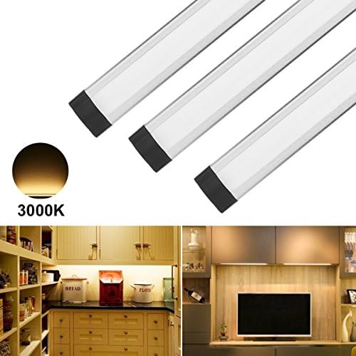 ANSCHE LED Under Cabinet Lighting, 3X 4W 1100LM Dimmable Kitchen Counter Panel Lights Bar RF Wireless Remote Control Closet Ultra Thin Bathroom Stairway Night Light (CRI 90+, Warm White 3000K)