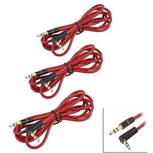 Seadream 3PACK 4Feet 3.5mm 800 AUX Cable Cord Right Angle Male to Male for Dr Dre Headphones Monster Solo Beats Studio iPhone, iPad or Smartphones, Tablets, Media Players