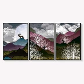 Framed Canvas Wall Art for Living Room, Bedroom Abstract Landscape Dream Place Canvas Prints for Home Decoration Ready to Hanging - 16"x24"x3 Panels