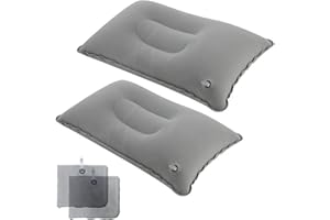 JAKENHAM 2Pack Ultralight A4 Size Inflatable Travel Pillow, Small Squared Flocked Fabric Air Pillow for Traveling, Holiday Trip, Hiking, Camping,Napping,Neck Lumbar Support(Gray)