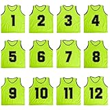 TopTie Numbered Scrimmage Team Practice Mesh Jerseys Vests Pinnies (12-Pack)