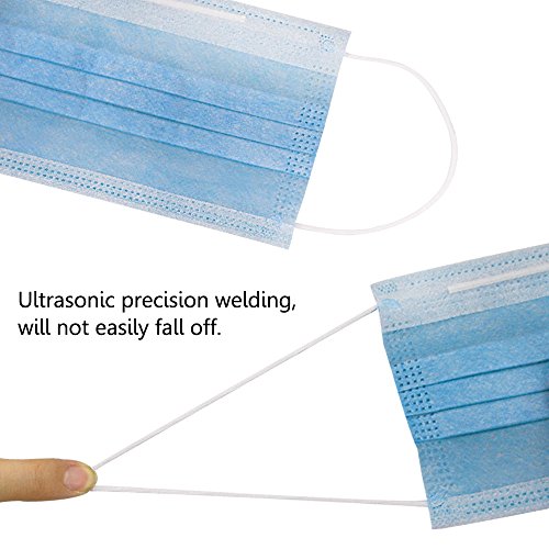 200 pcs Disposable Earloop Face MasksDental Surgical Medical for Allergy and Cough (Blue) - Thumbnail 3