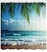 Ambesonne Palms Ocean Tropical Island Beach Decor Maldives High Resolution Photography Home Postcard Decor Bathroom Textile Leisure Traveler Explorer Print Fabric Shower Curtain