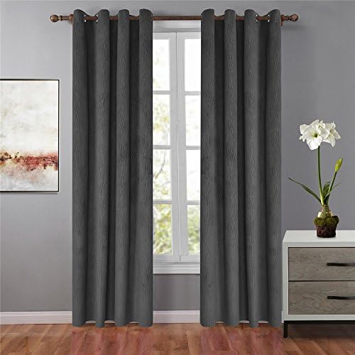 meilianjia Polyester Holland Cashmere Embossing Noodles Thermal Insulated Blackout Energy Saving Curtains 55" W x 102" L(One Panel),Grey