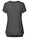 Messic Women Tunic Tops, Women's V Neck Solid Short Sleeve T-Shirt with Buttons Casual Knitted Top Shirts(Carbon Black,XX-L)