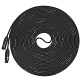 LyxPro Balanced XLR Microphone Cable 50 ft Male to Female Premium Series Professional Microphone Cable, Powered Speakers and Other Pro Audio Devices Cable, Black