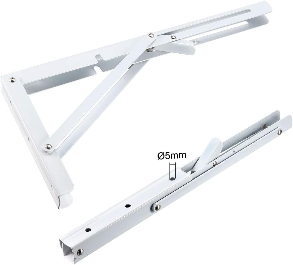 sourcing map Folding Bracket 16 inch 400mm for Shelf Table Desk Wall Mounted Support Collapsible Long Release Arm Space Saving Carbon Steel - Image 4