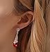 CNCbetter Women Charms Jewelry Austrian Crystal Charms Red Teardrop Screw Back Clip On Earring