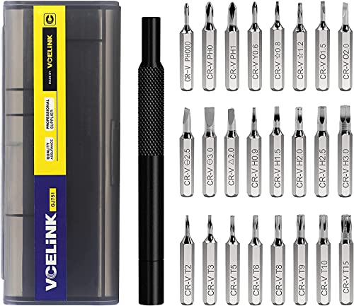 Destornilladores Precisión, 25 en 1 Kit Destornilladores Pequeños with 24 Puntas, Juego Destornilladores Precision for Mobile Phone, Smartphone, Game Console, Tablet, PC