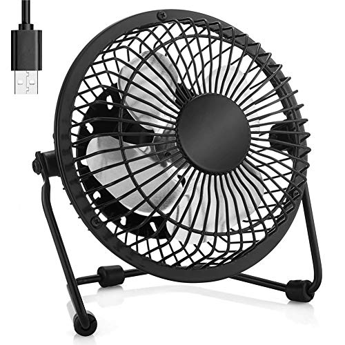 USB Fan 4 Inch Mini USB Desk Table Fan Personal Portable Desktop Cooling Fan Powered by USB PC Netbook for Camping Home Office Outdoor Travel, Strong Wind, Black