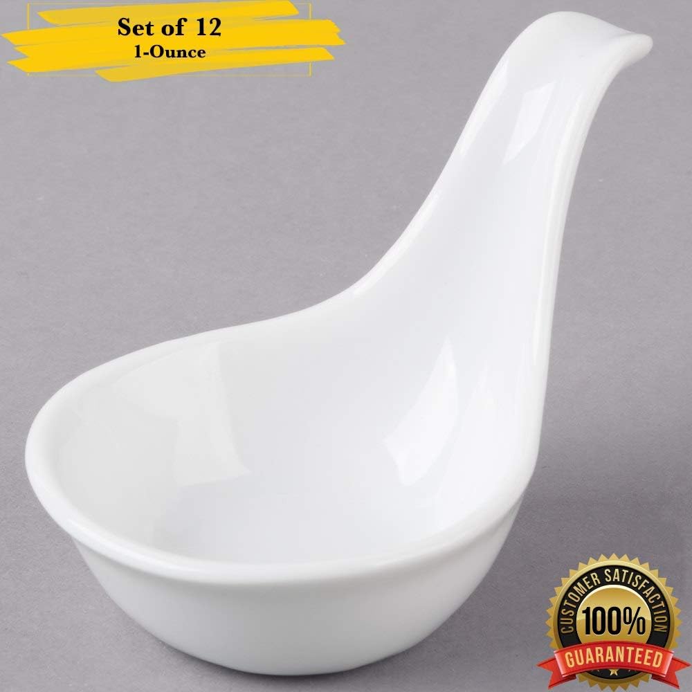 MM Foodservice 1-Ounce Ceramic Tasting Spoon, Appetizer spoon, Oven Safe Spoon (12, 1-Ounce)