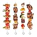 ChasBete Grilling Kabob Skewers Stainless Steel Needles 4 PCS Barbecue Roasting Sticks BBQ Forks and 6 PCS Metal Shish Kebab Skewers with Wooden Handle