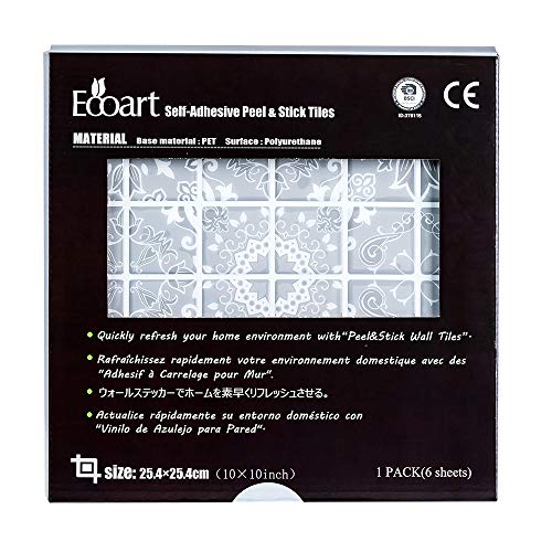 Ecoart Peel and Stick Wall Tile 10" X 10"Self Adhesive Wall Stickers