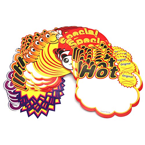 Omitfu 6.6 Inch x 5.3 Inch Starburst Sign Cards Price Burst Signs Retail Display Sales Tags Blank 50 Pcs Cards
