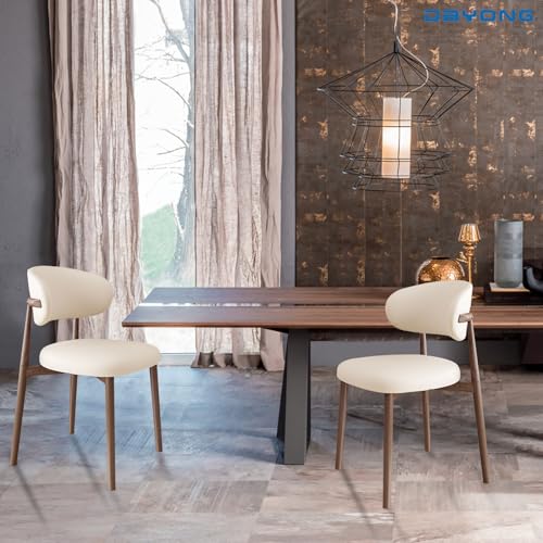 DAYONG Dining Chair,Modern Kitchen Chair with Metal Frame,Faux Leather Breathable Sponge Cushion Seat And Back For Bedroom Study Home Office Restaurant Apartment (Walnut Frame)