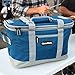 CleverMade Collapsible Cooler Bag: Insulated Leakproof 50 Can Soft Sided Portable Beverage Tote with Bottle Opener & Storage Pockets, Blue/Grey