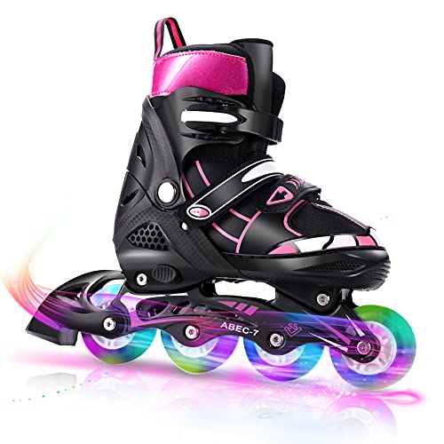 WeSkate Inline Skates Roller Shoes with Adjustable Size and Light up