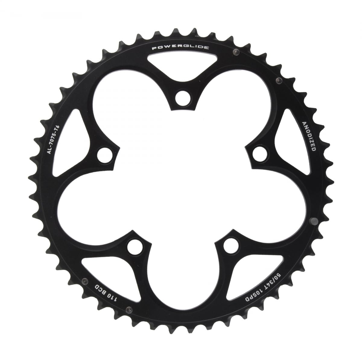 Sram Road Chainring Road 50T 5 Bolt 110 mm BCD Aluminium (50-34) 4 mm Black, 11.6215.197.060