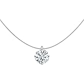 Dazzlingrock Collection GRA Certified D Color VVS1 6.5mm Round Solitaire Moissanite Classic Solitaire Pendant Necklace with 18 inch Fish Wire for Her in 925 Sterling Silver