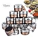 Spice Jars, Set of 12 Stainless Steel Magnetic Spice Containers, with Twist Top, for Salt, Pepper (Brown with See-through Screen)