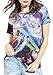 QZUnique Women's Summer Fashion Cat Digital Printed Round Collar T-shirt