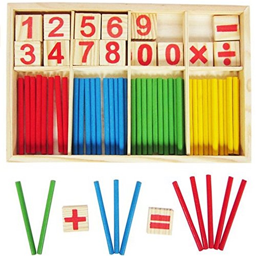 NERLMIAY Wooden Digital Rod Counting rods Number Cards and Counting Rods with Box