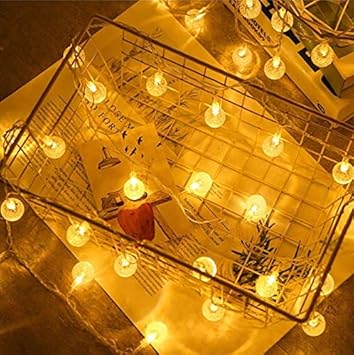 Casemantra Led Diya Diwali Light Curtain, String Lights with Hanging Diyas, Decoration Lighting, Metal Ball String Lights coppery Fairy Lights (Bubble Ball LED)