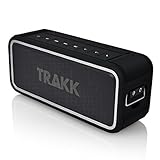 TRAKK GO 20W Indoor/Outdoor IP67 Waterproof Dustproof Shockproof Portable Wireless Bluetooth Speaker MaxBass Technology 4400mAh Battery Pack for USB Devices Use in Shower, Beach, Office, Home- Black