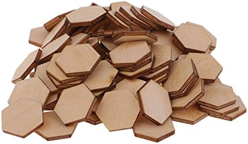 MagiDeal 50/100/200 Pieces Hexagon Shapes MDF Cutouts Wood Wooden Embellishments - Scrapbooking Shapes for DIY Craft Decoration Buttons - Multi Size to Choose - Natural, 100pcs 20mm