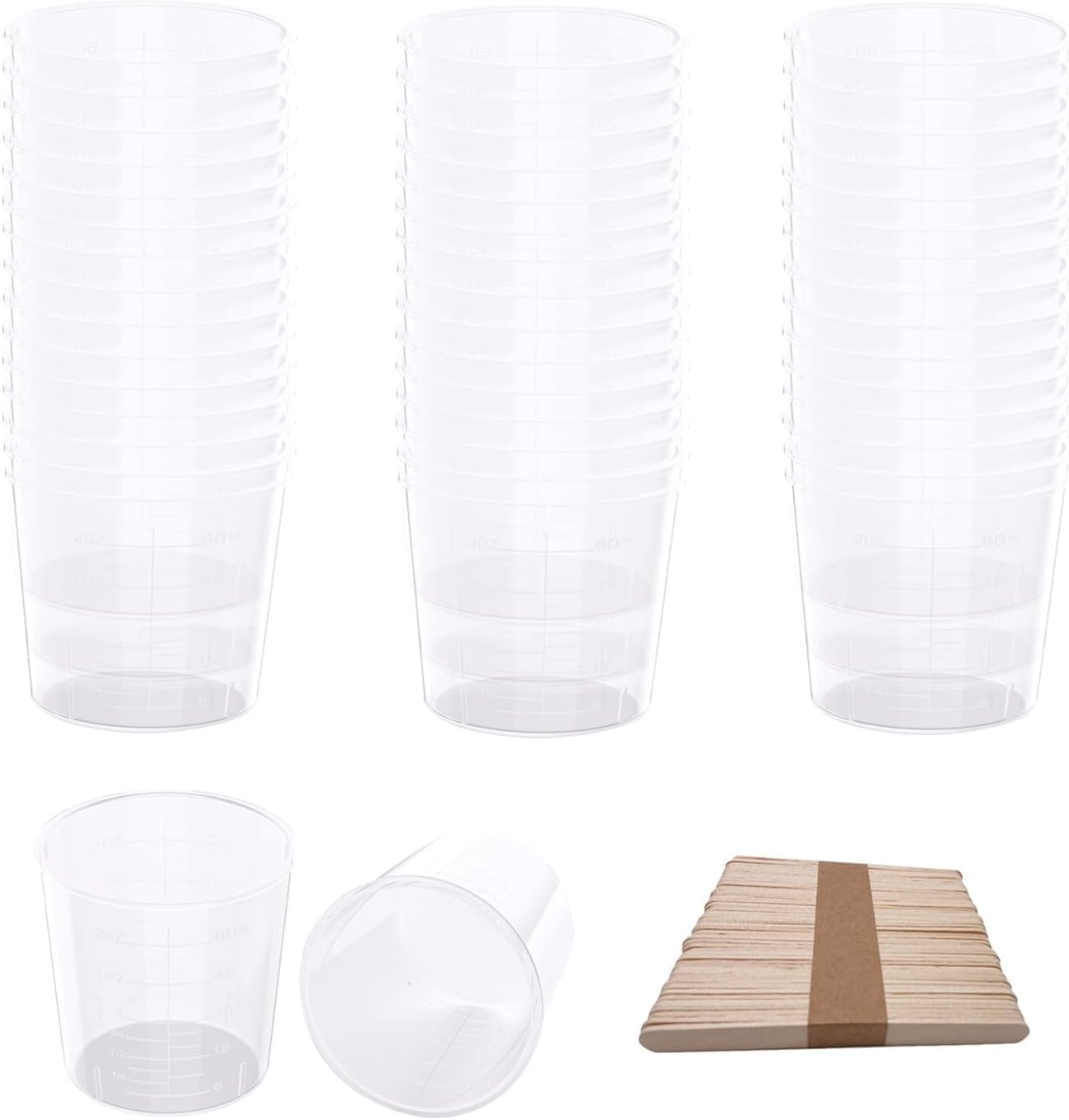 100 Pieces 2 Ounce Plastic Graduated Cups 60 ml