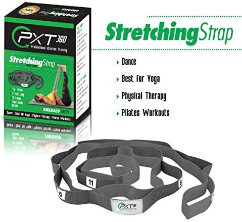 PXT360 Pilates Stretch Strap With 12 Loops -Increase Flexibility. Athletes, Trainers, Yoga, Dance, Pilates, Gymnastics. Exercise Equipment. Top Choice of Physical Therapists. Avoid Injuries