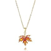 ONLYJUMP Maple Leaf Pendant Necklace for Women Dainty Rhinestone Adjustable Chain Necklaces Autumn Thanksgiving Christmas Party Holiday Jewelry Gifts