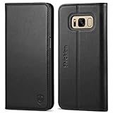 Galaxy S8 Plus Case, SHIELDON Genuine Leather Galaxy S8 Plus Wallet Case with Magnetic Closure Foldable Cover ID Card Slots and Kickstand Feature for Samsung Galaxy S8 Plus - Black