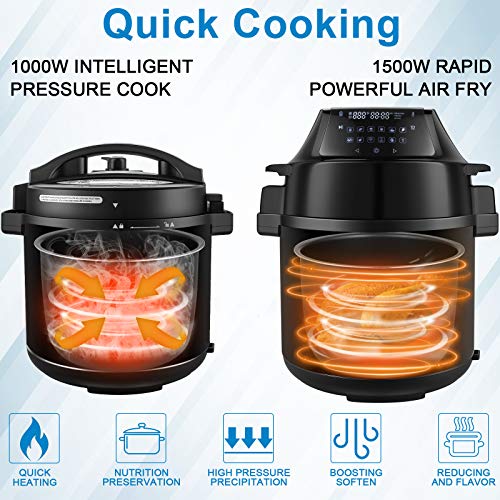 17In1 Pressure Cooker 6 Quart Electric Pressure Cooker Air Fryer Combo, 1500W Slow Cooker